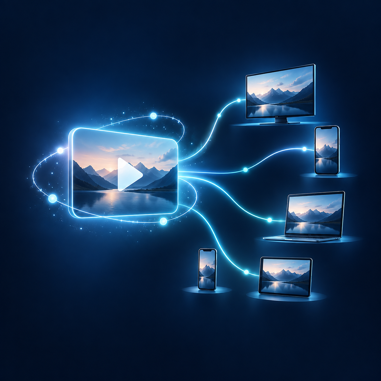 Một video được phân phối tới nhiều màn hình và kênh
